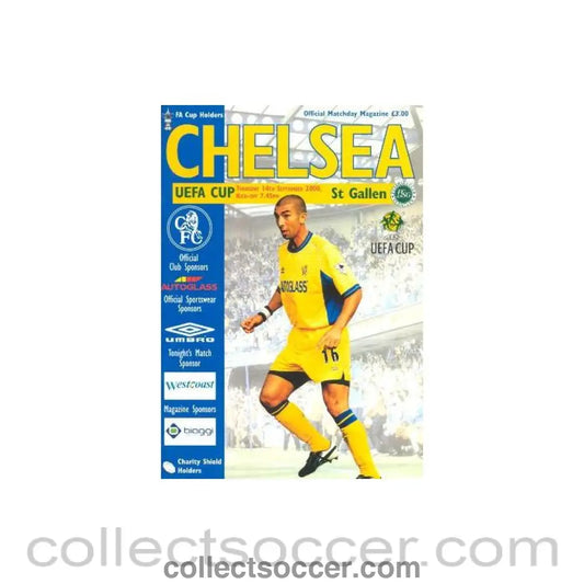 2000 - Chelsea v St. Galen Switzerland official programme 14/09/2000 UEFA Cup