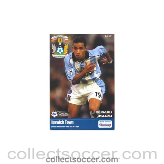 2000 - Coventry City v Ipswich Town official programme 20/11/2000 - Collect Soccer
