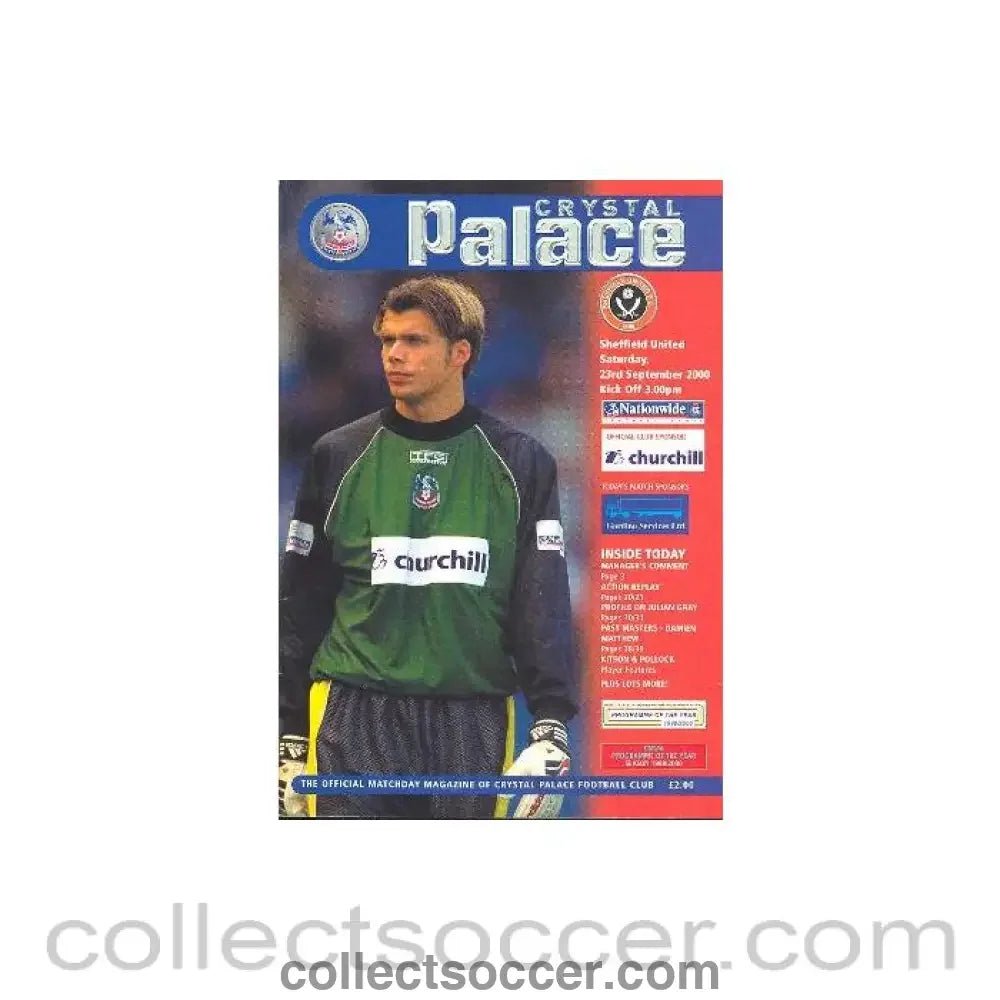 2000 - Crystal Palace v Sheffield United official programme 23/09/2000 - Collect Soccer