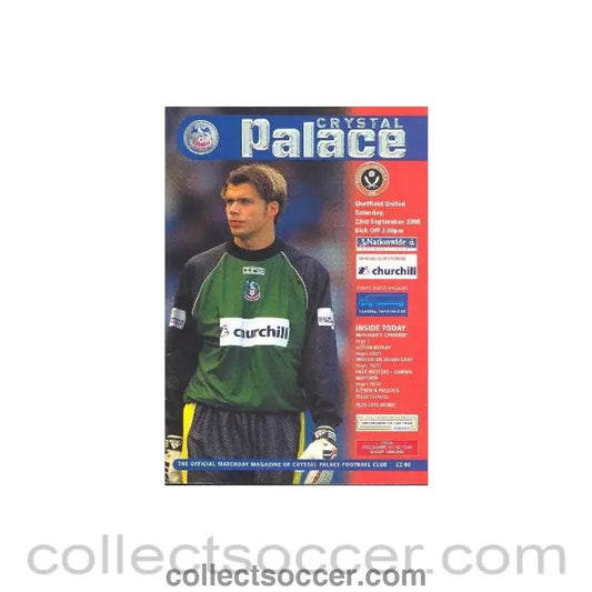 2000 - Crystal Palace v Sheffield United official programme 23/09/2000 - Collect Soccer