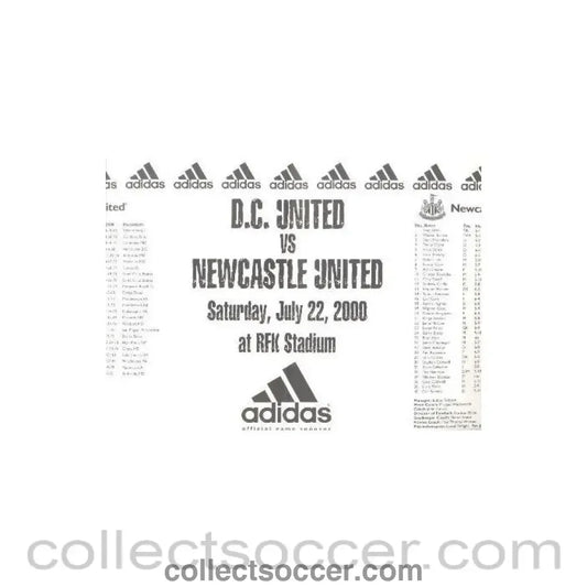 2000 - D.C. United v Newcastle United official programme 22/07/2000 - Collect Soccer