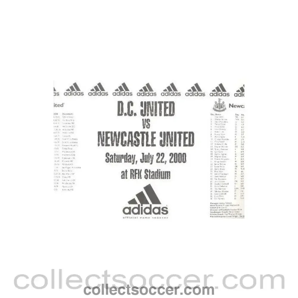 2000 - D.C. United v Newcastle United official programme 22/07/2000 - Collect Soccer