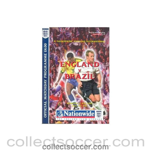2000 England v Brazil official programme 27/05/2000 Friendly Match - Collect Soccer