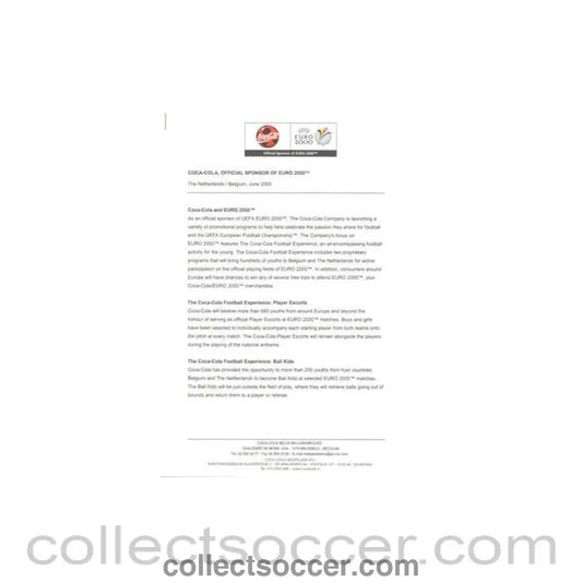 2000 - Euro 2000 - Coca Cola Media Information - Collect Soccer