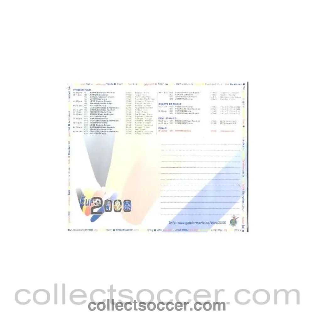 2000 - Euro 2000 flyers with a schedule of the games - Collect Soccer