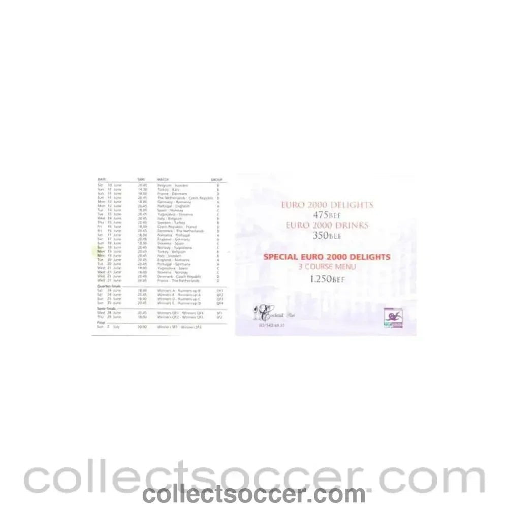 2000 - Euro 2000 match schedule - Collect Soccer