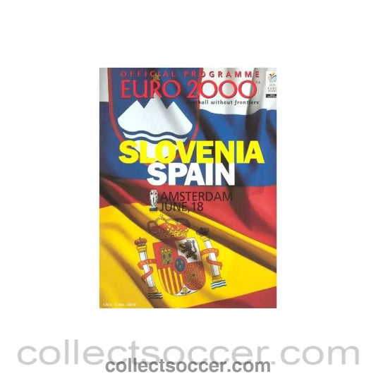 2000 - Euro 2000 Slovenia v Spain official programme 18/06/2000 - Collect Soccer
