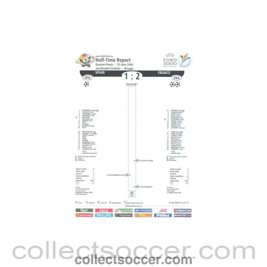 2000 - Euro 2000 - Spain v France 25/06/2000 Half Time Report - Collect Soccer