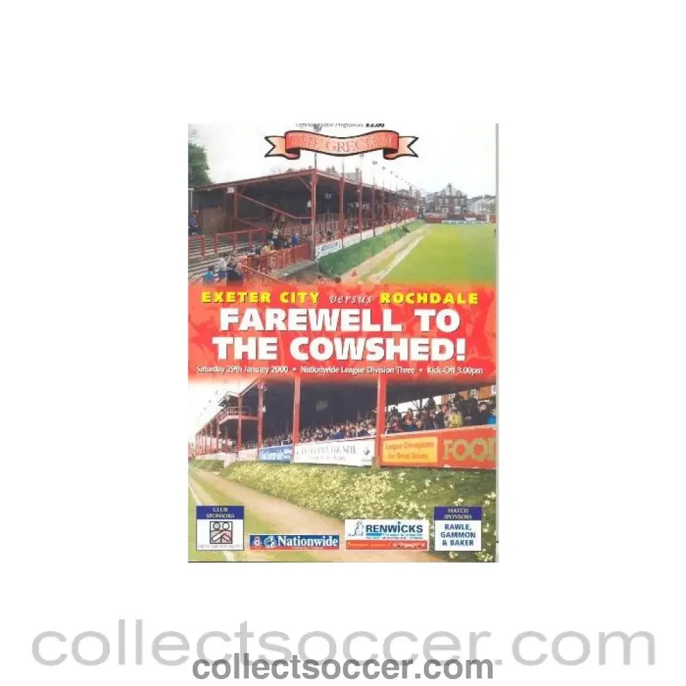 2000 - Exeter City v Rochdale official programme 29/01/2000 - Collect Soccer