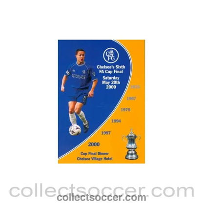 2000 FA Cup Final Chelsea Winners Banquet Menu 20/05/2000