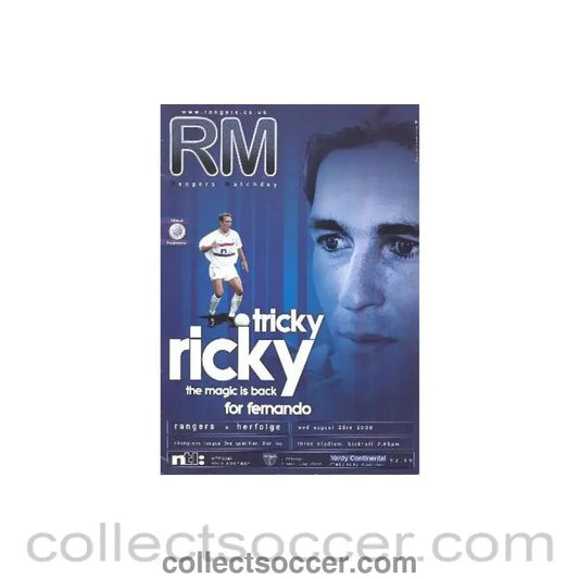 2000 - Glasgow Rangers v Herfolge official programme 23/08/2000 - Collect Soccer