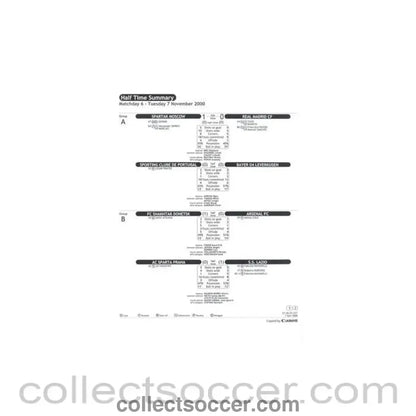 2000 - Glasgow Rangers v Monaco Half Time Summary 07/11/2000 Champions League