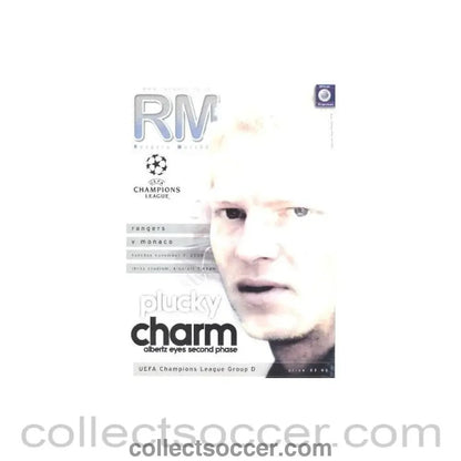 2000 - Glasgow Rangers V Monaco official programme 07/11/2000 Champions League - Collect Soccer
