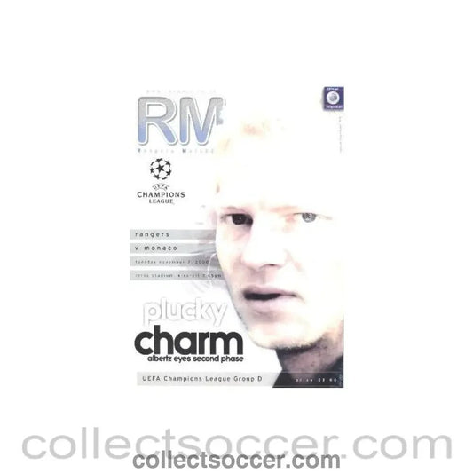 2000 - Glasgow Rangers V Monaco official programme 07/11/2000 Champions League - Collect Soccer
