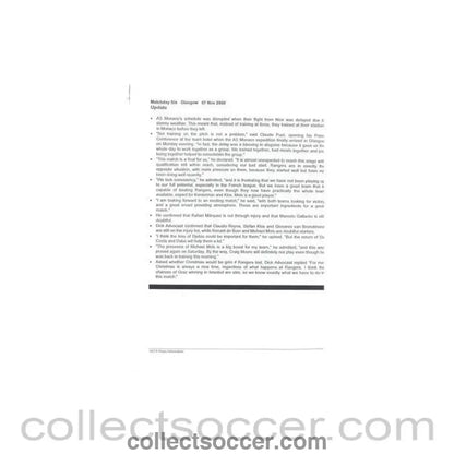 2000 - Glasgow Rangers v Monaco update for the media 07/11/2000 Champions League - Collect Soccer