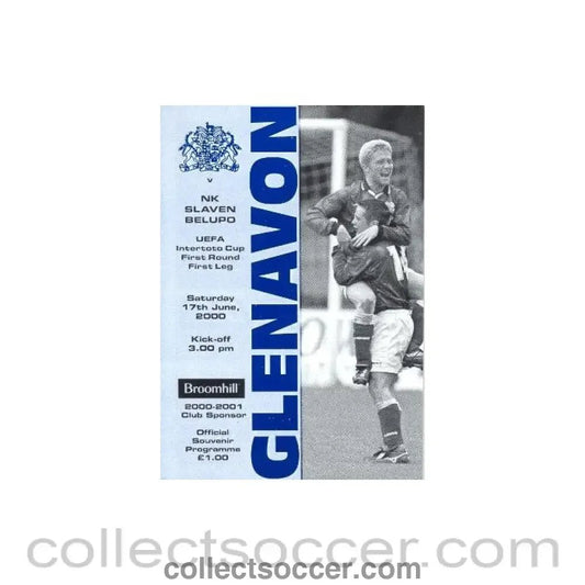 2000 - Glenavon v Slaven Belupo, Croatia official programme 17/06/2000 Intertoto Cup - Collect Soccer