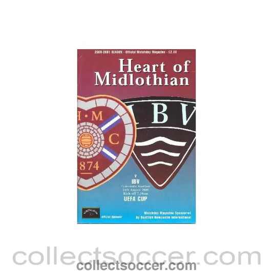 2000 - Heart of Midlothian v IBV official programme 24/08/2000 UEFA Cup - Collect Soccer