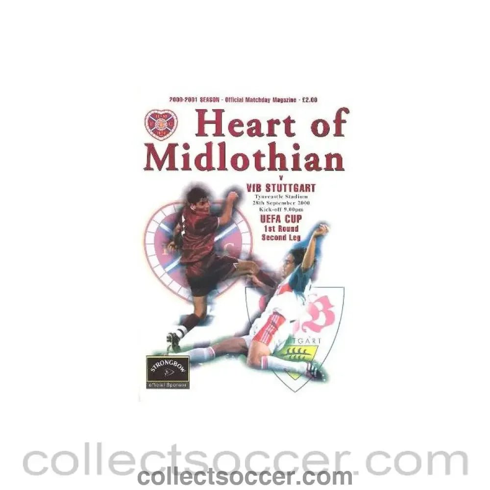 2000 - Heart of Midlothian v Stuttgart official programme 28/09/2000 UEFA Cup - Collect Soccer