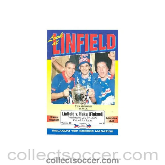 2000 - Linfield v Haka, Finland official programme 19/07/2000 - Collect Soccer