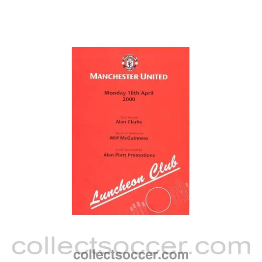 2000 - Manchester United menu 10/04/2000