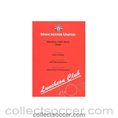 2000 - Manchester United menu 10/04/2000 - Collect Soccer