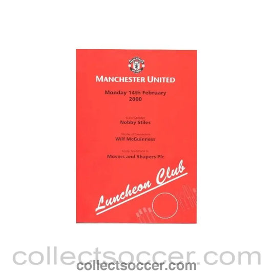 2000 - Manchester United menu 14/02/2000