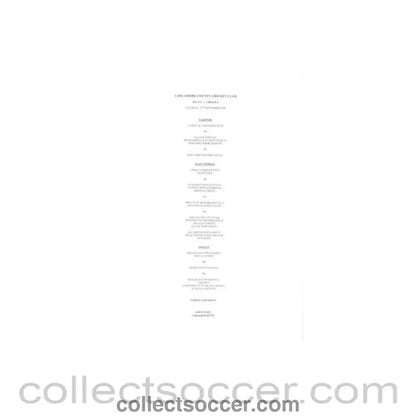 2000 - Manchester United v Chelsea menu 23/09/2000 of the Lancashire County Cricket Club - Collect Soccer