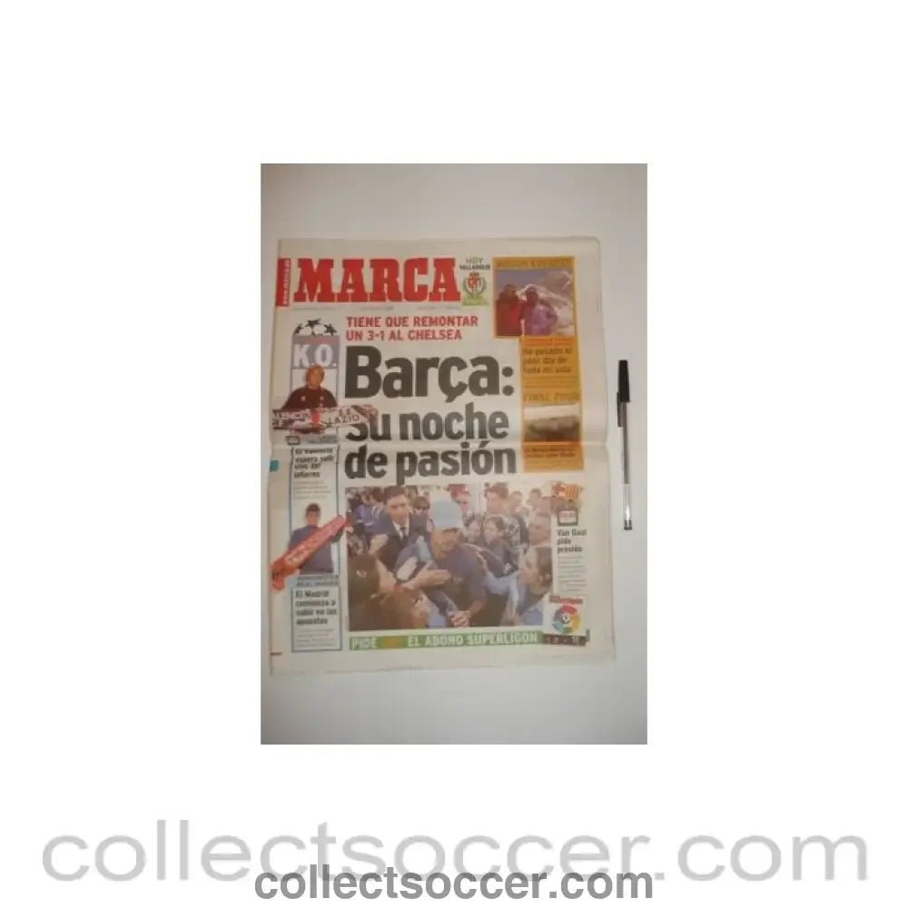 2000 - Marca newspaper of 18/04/2000, covering 2000 Champions League Semi-Final Barcelona v Valencia - Collect Soccer