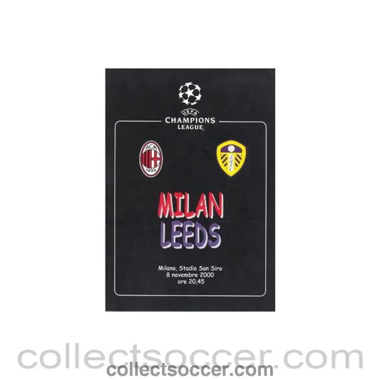 2000 - Milan v Leeds United unofficial programme 08/11/2000 pirate - Collect Soccer