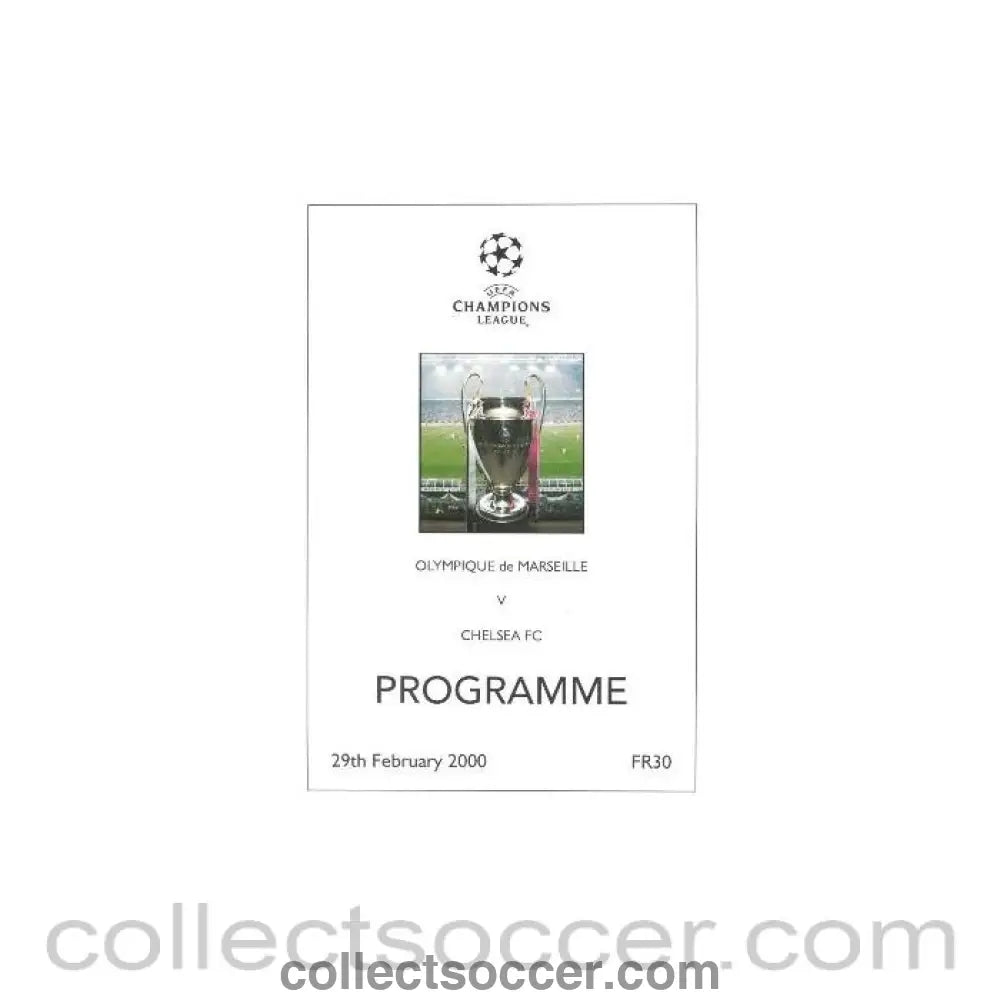2000 - Olympique de Marseille vChelsea unofficial programme 29/02/2000 pirate - Collect Soccer
