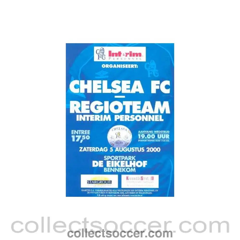2000 - Regioteam v Chelsea flyer 05/08/2000 - Collect Soccer