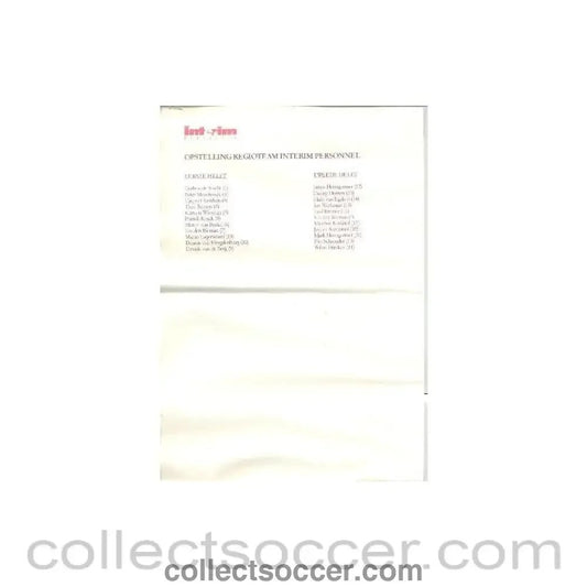 2000 - Regioteam V Chelsea Friendly 05/08/2000 teamsheet - Collect Soccer