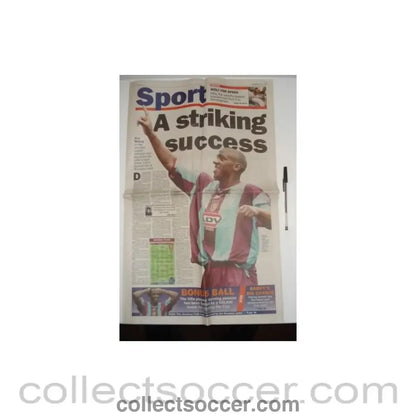 2000 - The Birmingham Post Sport newspaper of 20/05/2000 covering 2000 F.A. Cup final Aston Villa v Chelsea