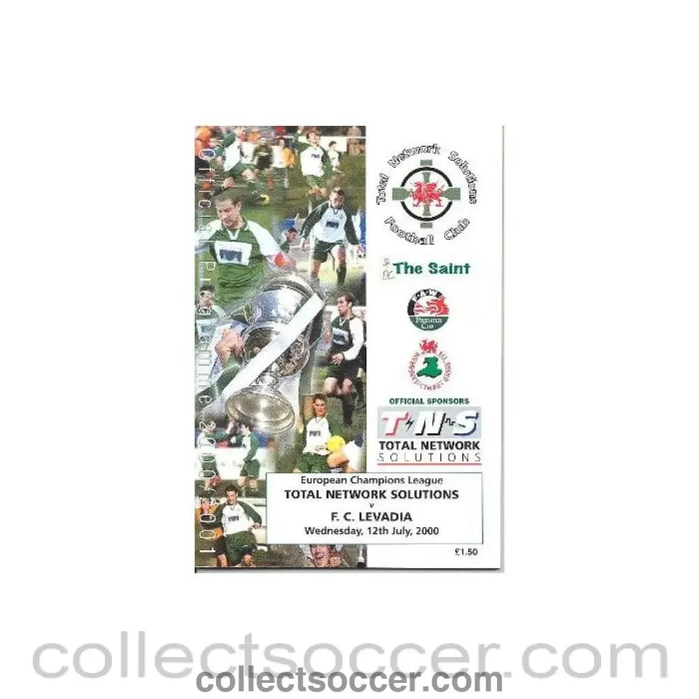 2000 - Total Network Solutions v Levadia official programme 12/07/2000 European Champions League - Collect Soccer