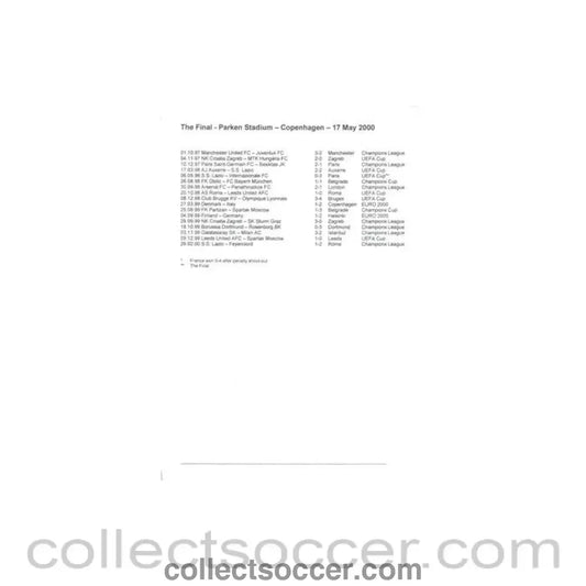 2000 UEFA Cup Final at Parken Stadium Copenhagen handout for the media