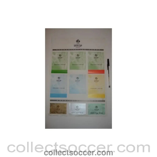 2000 UEFA Cup Final in Copenhagen Arsenal v Galatasaray poster to identify the Accreditation & Hospitality Cards