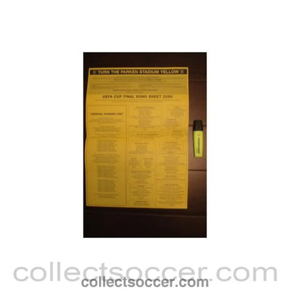 2000 UEFA Cup Final Song Sheet - Collect Soccer