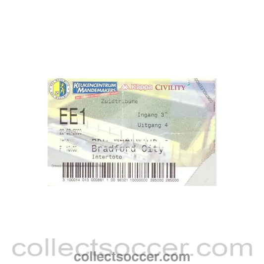 2000 - Waalwijk v Bradford ticket 22/07/2000