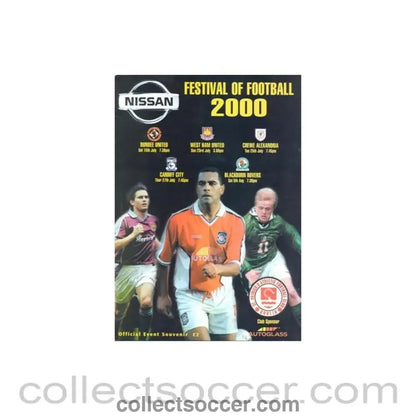 2000 - West Ham United, Dundee United, Crewe Alexandra, Cardiff City and Blackburn Rovers in the Festival of Football 2000 at St. Patrick's Athletic FC Dublin official programme - Collect Soccer