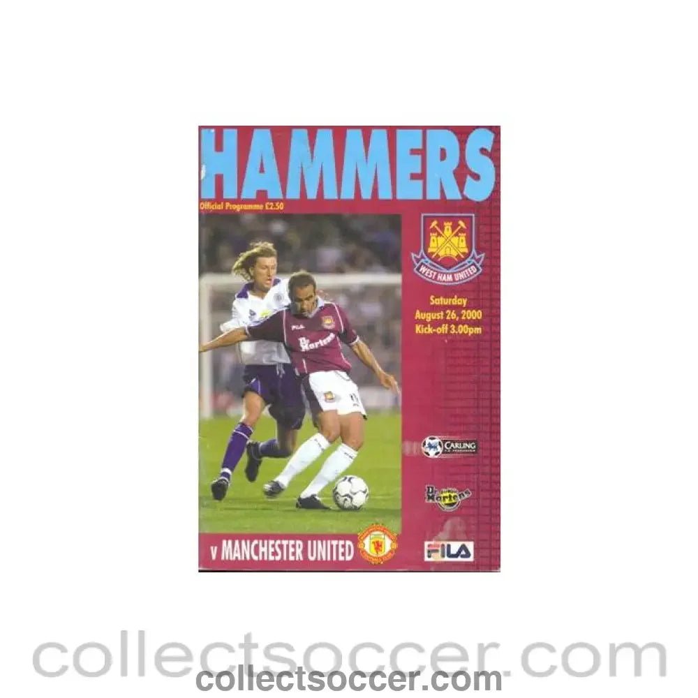 2000 - West Ham United v Manchester United official programme 26/08/2000 Premier League - Collect Soccer