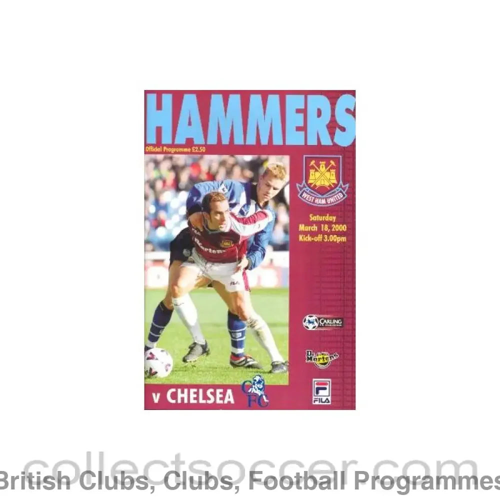 2000 - West Ham United vChelsea official programme 18/03/2000 Premier League