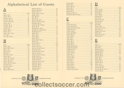 2000 - Worthington Cup Final 2000 Luncheon Menu 27/02/2000 - Collect Soccer