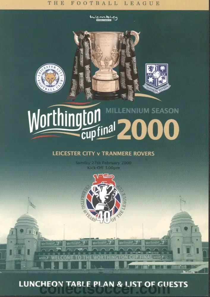 2000 - Worthington Cup Final 2000 Luncheon Menu 27/02/2000 - Collect Soccer