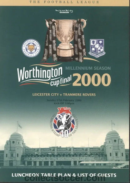 2000 - Worthington Cup Final 2000 Luncheon Menu 27/02/2000 - Collect Soccer