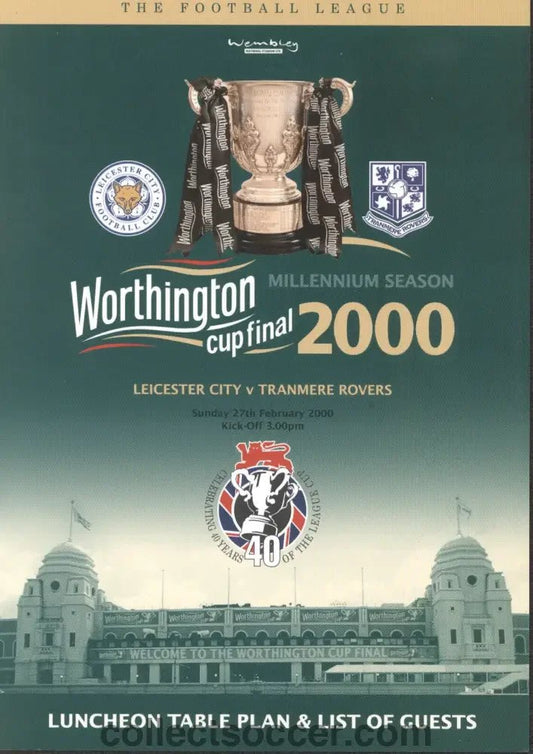 2000 - Worthington Cup Final 2000 Luncheon Menu 27/02/2000 - Collect Soccer