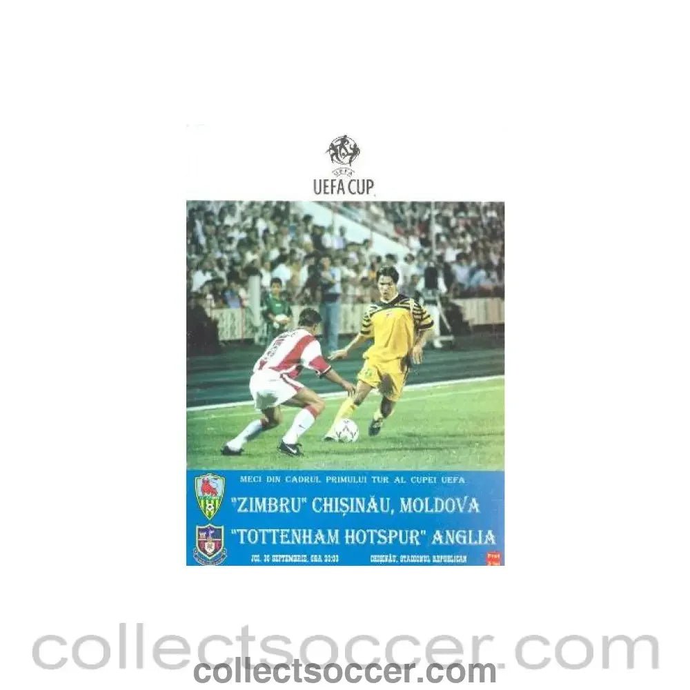 2000 - Zimbru, Moldova v Tottenham Hotspur official programme 30/09/2000 - Collect Soccer