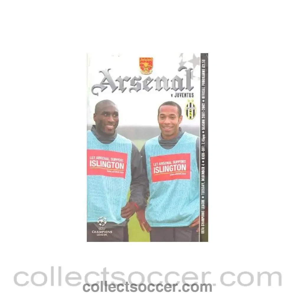 2001 - Arsenal v Juventus official programme 04/12/2001 - Collect Soccer