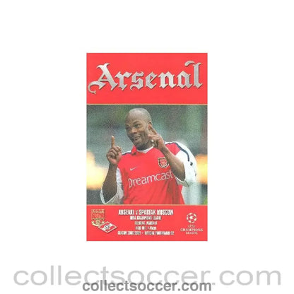2001 - Arsenal v Spartak Moscow official programme 06/03/2001