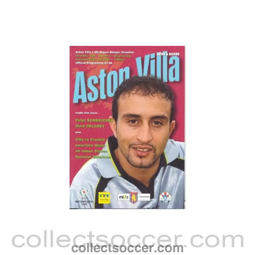 2001 - Aston Villa v Slaven Belugo, Croatia official programme 21/07/2001 - Collect Soccer