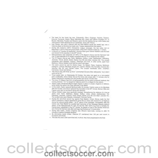 2001 - Bayern Munich v Valencia 2001 Champions League Final in Milan 23/05/2001 Media Information - Collect Soccer